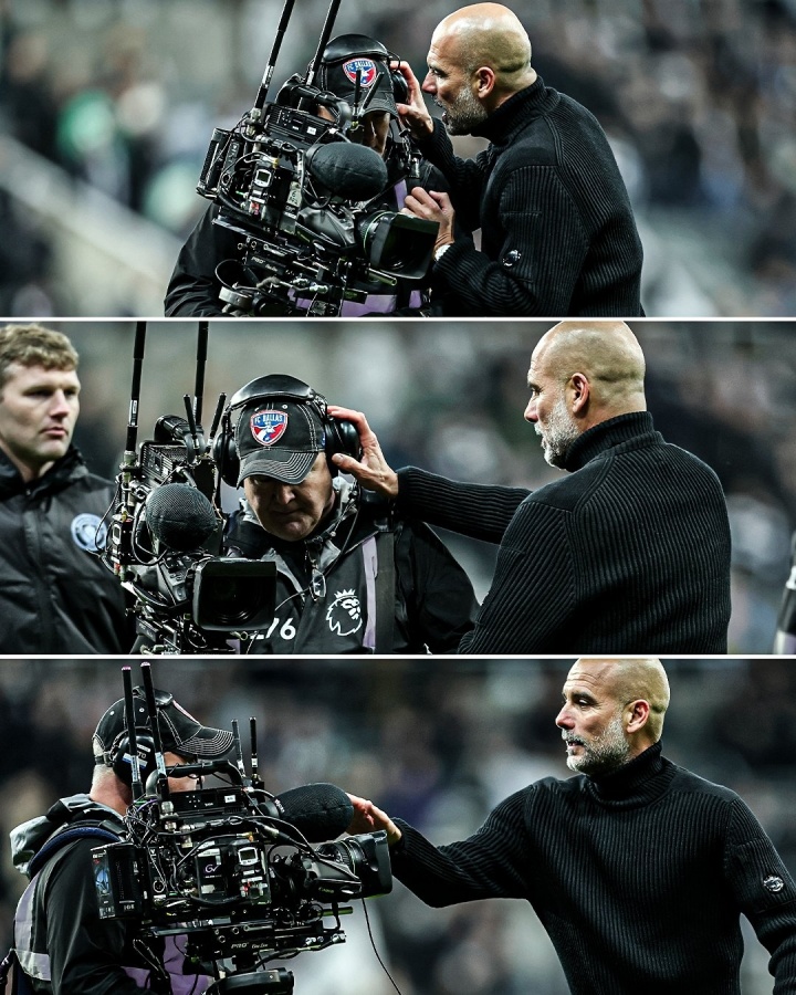 发生了什么？曼城输球后瓜帅与摄影师交流，扒开耳机上前耳语